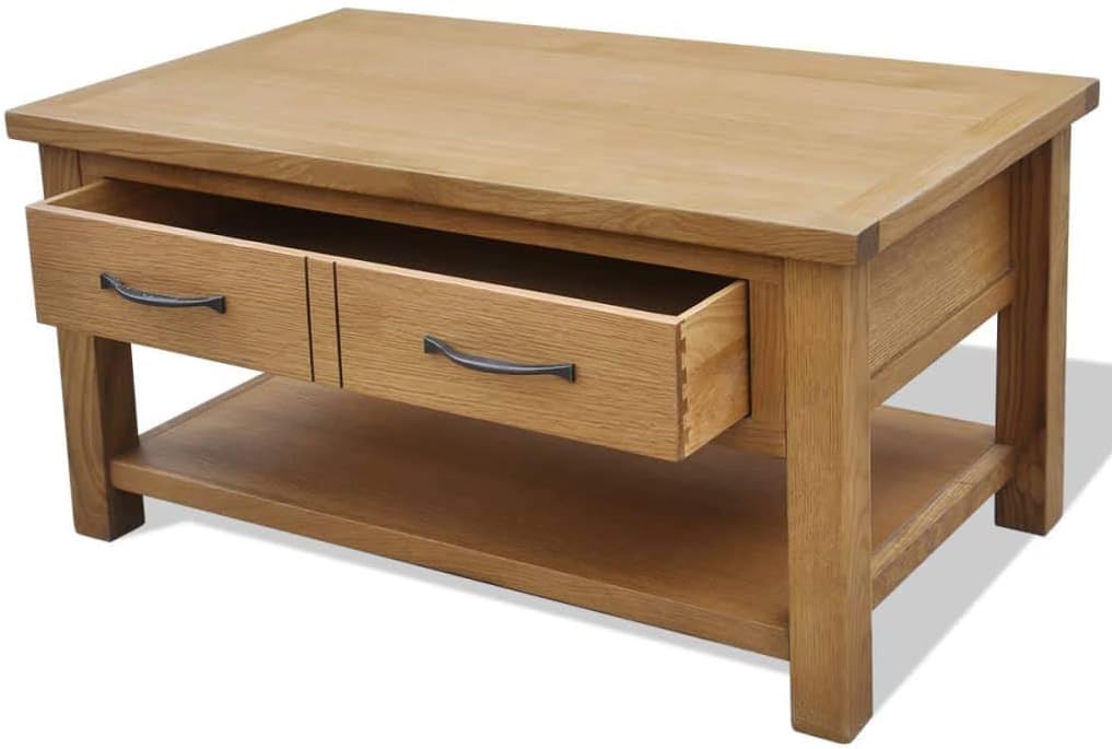 vidaXL Solid Oak Wood Coffee Table 34.6"x20.9"x17.7"