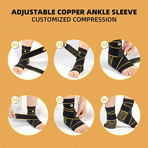 Copper Ankle Brace For Women Men Plantar Fasciitis Relief - Ankle Support Brace Ankle Compression Sleeve Socks Foot Brace Ankle Wrap For Sprained, Achilles Tendon, Pain Relief, Injured Foot, Sports #TOP5