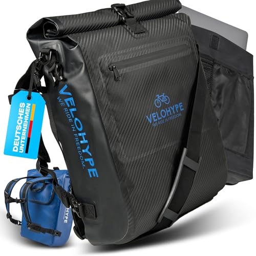 Velohype® 3in1 Fahrradtasche für Gepäckträger mit Rucksack Wasserdicht...