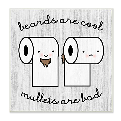 Stupell Industries Bathroom Wall Art Beards Vs. Mullets Toilet Paper Bathroom Humor Expression Wall Plaque, 12x12, Ready to Hang, Made in the USA, Multiple Options