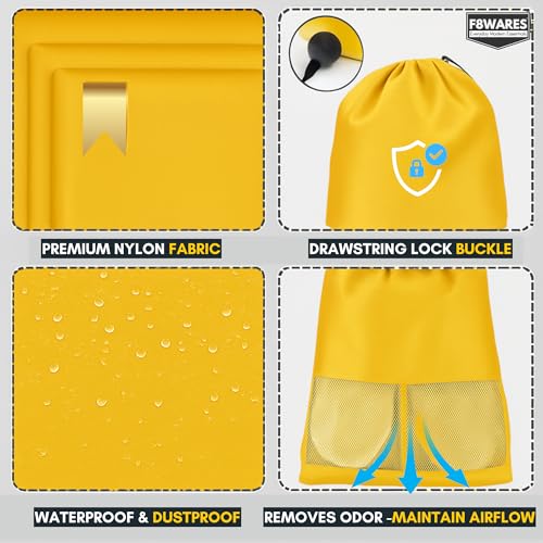 Image of F8WARES Premium Fabric Shoe Bag for Travel & Storage Travel Organizer for Women & Men Travel Accessories shoes bag for travel - Shoe Bags Pouches Travel Shoe Cover for Travelling (Gold Yellow, Pack 6)