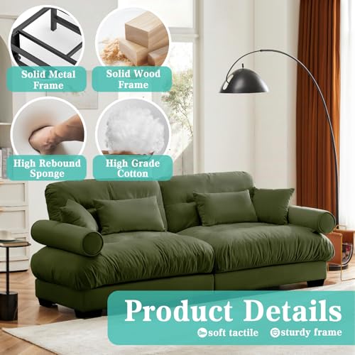 Image of SoarFlash Modern Living Room Velvet Recliner Sofa Small Sofa, Loveseat Sofa for Apartment, Green