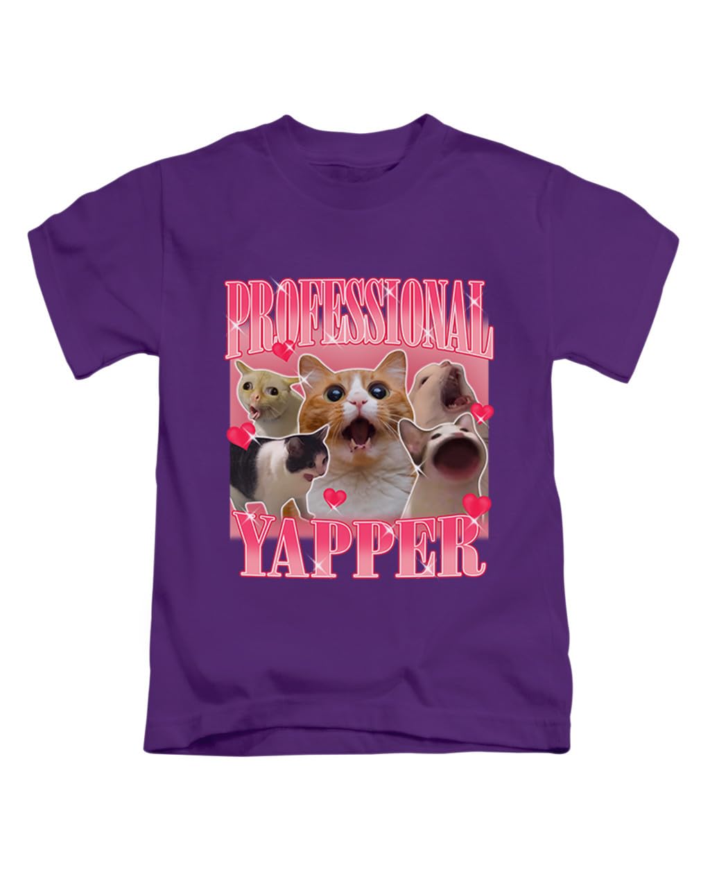New Spirit Original Unisex Purple Cat Professional Yapper Meme Novelty Iconic Funny Humour Joke Cats Tee T-Shirt Funny T Shirt Top