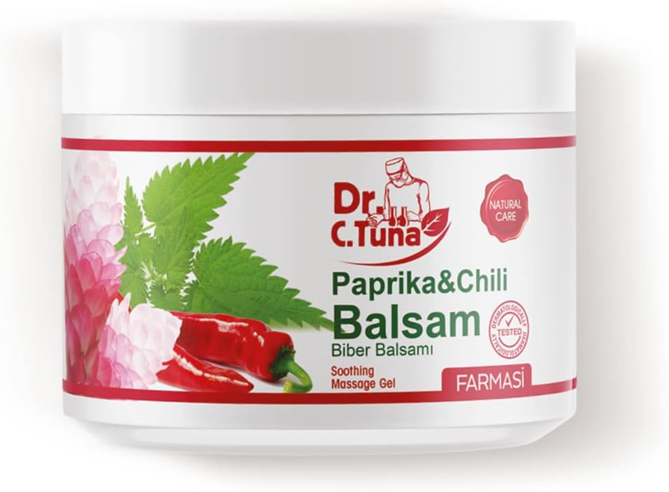 Dr. C. Tuna Massage Gel Paprika & Chili Balsam, Red Pepper, Ginger Root & Nettle Extracts with Mint, Jojoba, Rosemary Oils to Soothe Your Body After a Long Day, 16.9 fl. oz / 500 ml