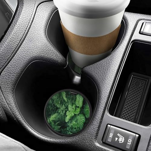 Posavasos para portavasos de auto, 2 piezas, diseño plantas verdes miniatura 6