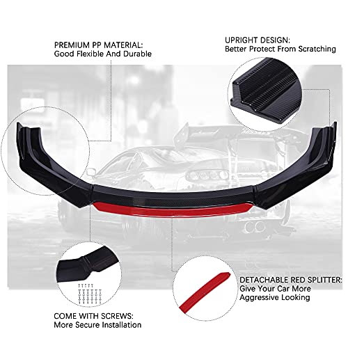 image for DREAMOTOR Universal Car 4 Pieces Kit Front Bumper Lip Spoiler Splitter