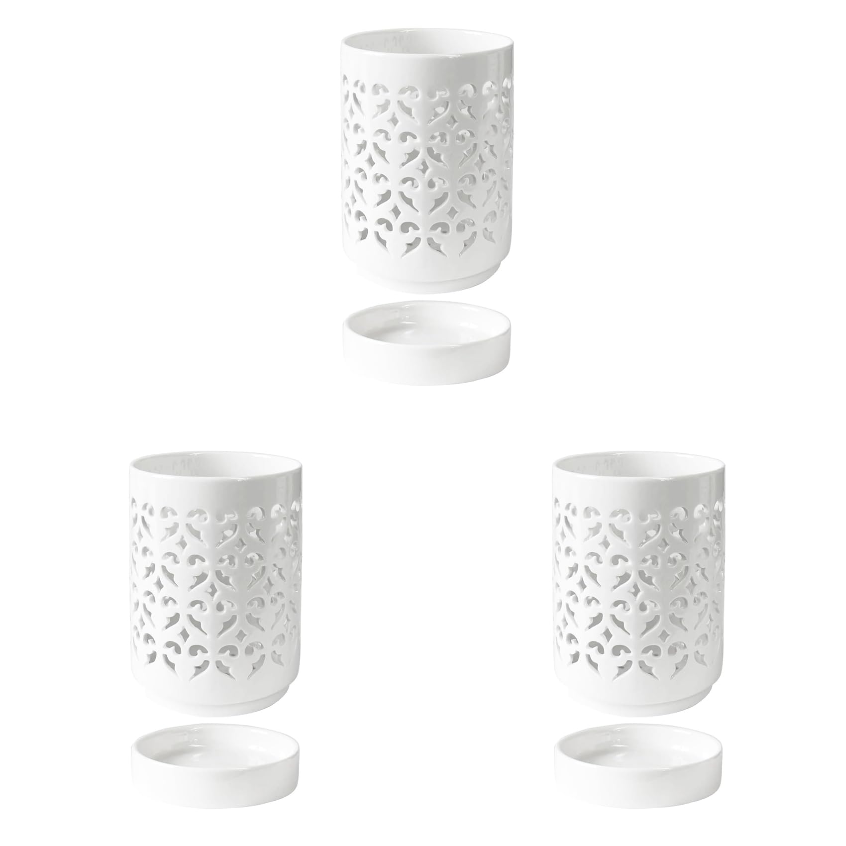 Vjsujehgy 3X Orchid Pots with Holes,4 Inch Ceramic Orchid Pot for Repotting, Flower Planter Pot Indoor Outdoor, Breathable White