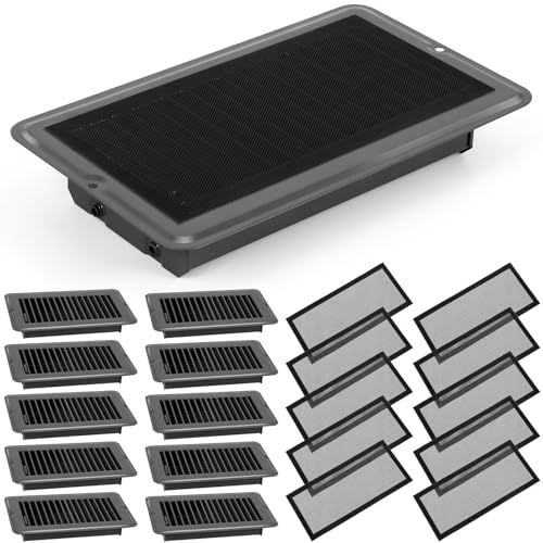 VIHOSE 20 Pcs RV Floor Vents Register 4 x 8 Inch with Magnetic Screen Cover Set Heavy Duty Steel Floor Vent Covers with Damper and Register PVC Mesh Filter for Mobile Home Floor(Dark Gray)