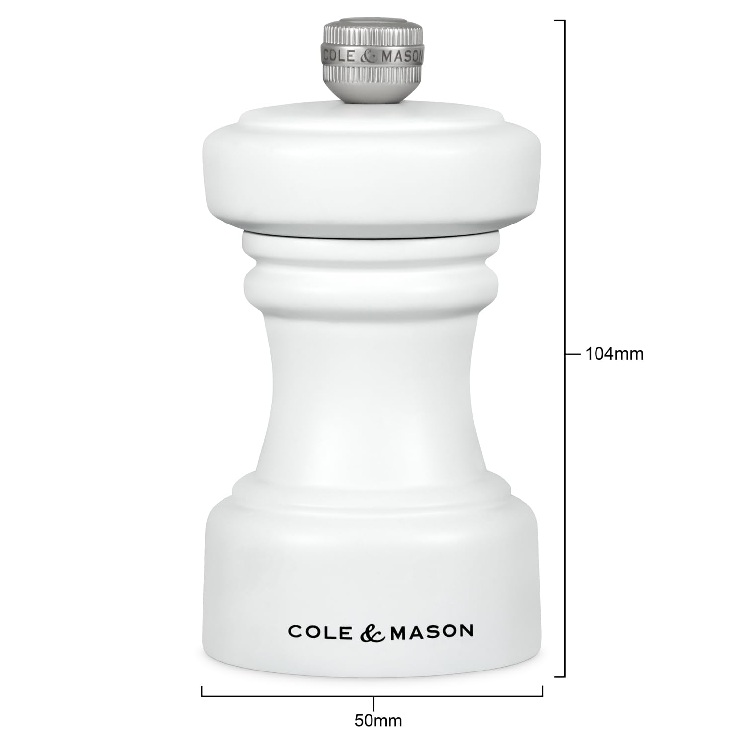 Cole & Mason Hoxton White Wood Salt Mill, Compact Salt Grinder with Adjustable Grind, Non Corroding Ceramic Mechanism - Image 3