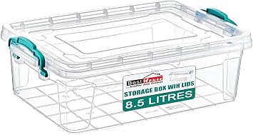 Best House | Plastic Storage Box with Clips & Lid | 8.5 Litres | Pack of 1 | L 36.8cm x W 23.5cm x H 15.5cm | Rectangle |Stackable Clear Durable Multipurpose Office Home Kitchen Tool (SMALL Size)