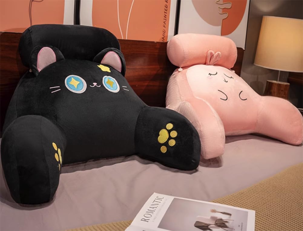 Soft Bed Rest Reading Pillow Cartoon Sofa Lumbar Support Pillow Chair Waist Back Cushion Ergonomic Backrest Pillows (Gray Husky, 65×40cm/25.59"×15.7")