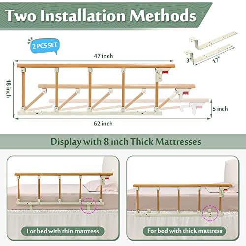 Mybow Bed Rail Assist Side Rails for Elderly Adults Swing Down Safety Half Bed Railing Fall Prevention Hospital Handrail Bed Cane for Elderly Medical Bed Assist Rails (47x18,2PCS) 2 Mybow Bed Rail Assist Side Rails for Elderly Adults Swing Down Safety Half Bed Railing Fall Prevention Hospital Handrail Bed Cane for Elderly Medical Bed Assist Rails (47x18,2PCS) - Image 3