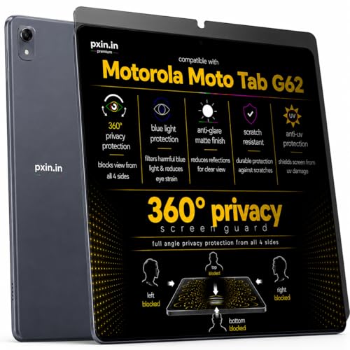 Image of Pxin 360 Pro Privacy Screen guard compatible with Motorola Moto Tab G62 | Anti Glare | Anti UV | Anti Blue | Anti Reflection | Privacy Filter | Unbreakable Build
