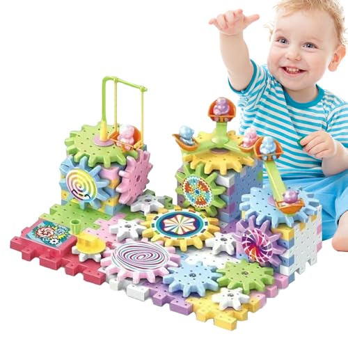 玩具組み立てセット - 電動回転ギア おもちゃ - 組立ギア STEM 教育 玩具 3歳以上,幼稚園教室学校保育園外出先