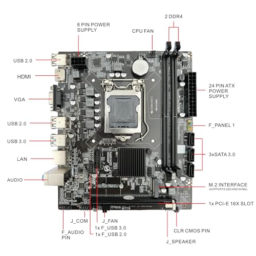 Image of ZEBRONICS H110M2 Micro-ATX Motherboard for LGA 1151 Socket, Supports Intel 6th, 7th, 8th & 9th Generation Processors, NVMe M.2 Slot, 5.1 Audio, DDR4 2666 MHz, Ports (RJ45 | SATA | USB 3.0 | HDMI)