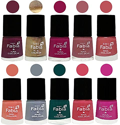 Image of ALL IN ONE (PACK OF 10), Long Lasting Glossy Nail Polish, 6 ml Each, All Vibrant Colours,01882