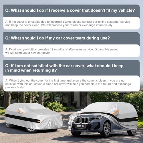 Image of 10 Layers SUV Car Cover Custom Fit for BMW X1 (2009-2026) E84, F48, F49, U11, Waterproof All Weather for Automobiles, Outdoor Full Cover Sun Dust Rain Protection with Cotton. Silver