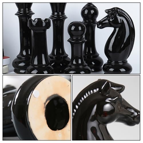 Ornement d'échecs en céramique noire comme statue déco de chambre