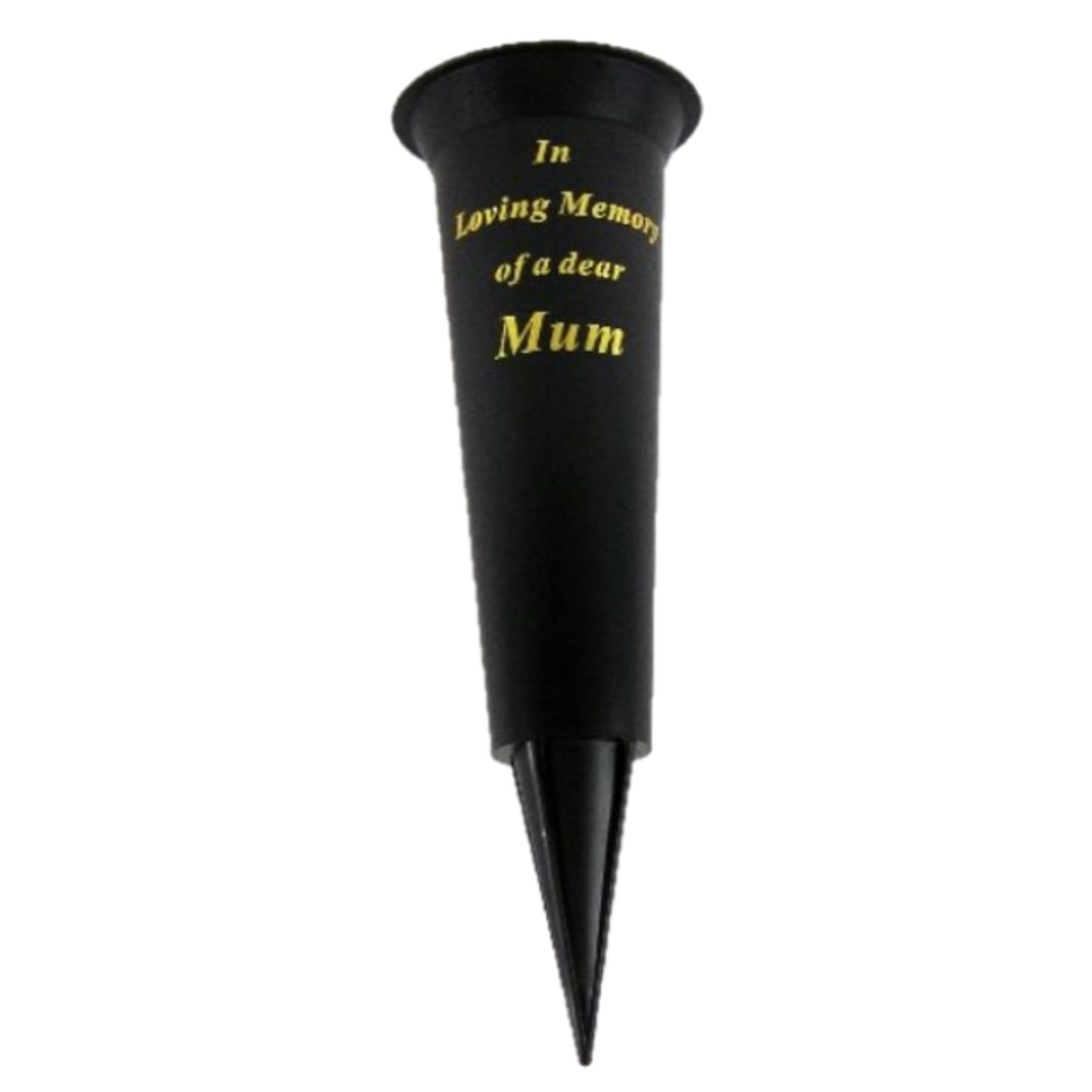 Set of 2 Black In Loving Memory Dear Mum Spiked Memorial Grave Flower Vases Graveside Memorial with flower holder inserts - Image 2