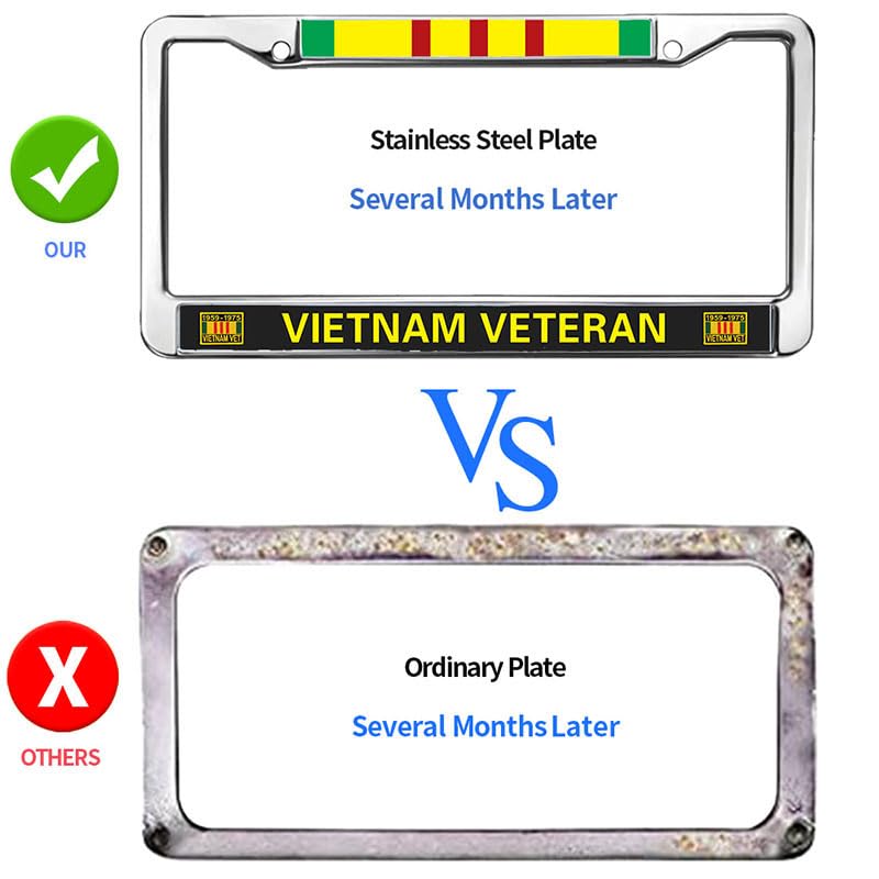 Image of Vietnam Veteran Flag License Plate Frame Custom Proud US Army Flag License Plate Frame for Veterans