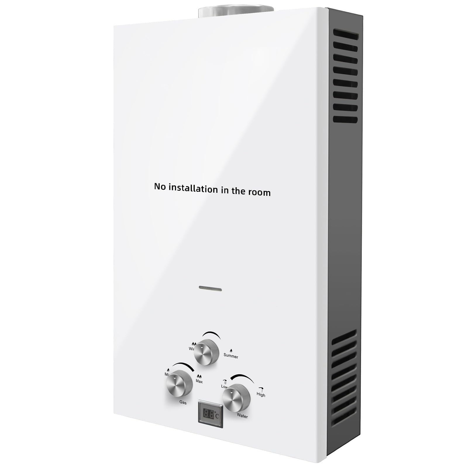 LPG Gas Durchlauferhitzer 18L Warmwasserbereiter Gas 36KW Flüssiggas-Warmwasserbereiter für Badezimmer LPG Warmwasserbereiter Tankless Instant Boiler Heißwasserbereiter (18L Weiß)