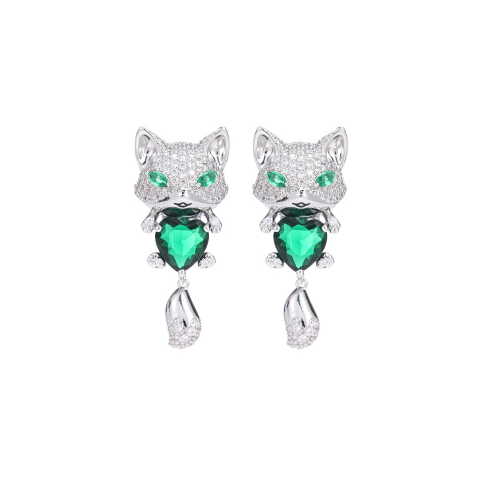 JINSHENGXIN Earrings Vintage Zircon Earrings Little Fox Earrings(Small)