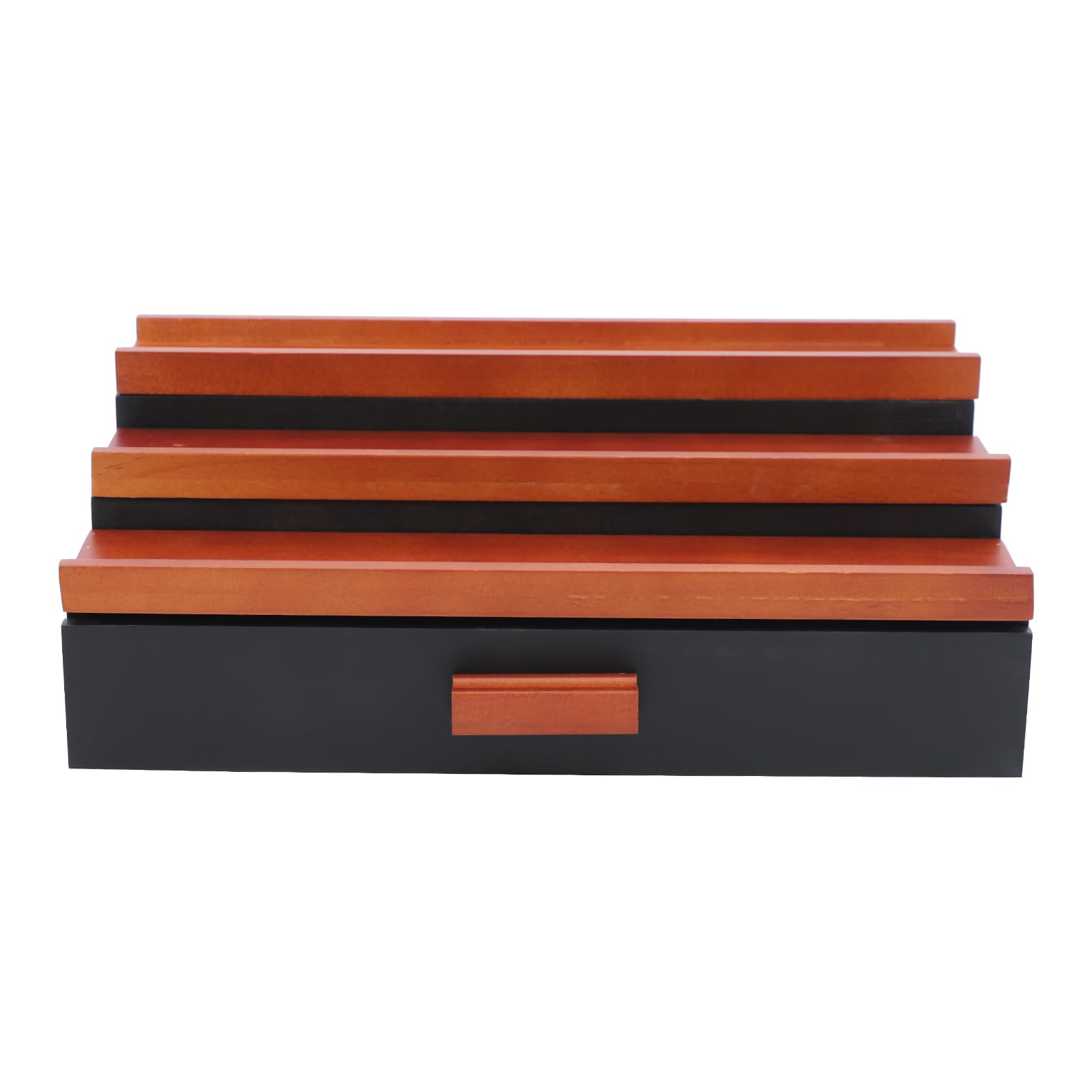 3 poziomy, drewniany organizer na perfumy z szufladą, czarny | 30 x 20 x 10 cm stopniowany stojak na perfumy pudełko do przechowywania figurek, lakierów do paznokci, kosmetyków