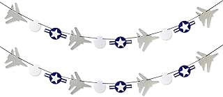 2 Pcs Military US Air Force Banner, USAF Theme Party Decor,Airplane Aviation Themed Birthday Party Baby Shower Party Decorations