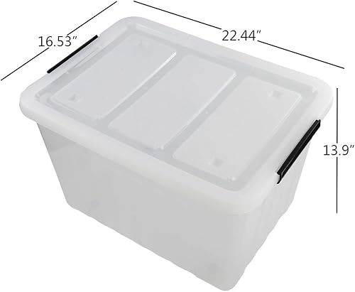 Miniatura 2 de Cajas grandes de almacenamiento transparentes de 70 L, paquete de 4 cajas de almacenamiento de plástico con tapas y ruedas