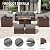 Amopatio Outdoor Patio Furniture Sets, 8 Pieces Wicker Patio Furniture, Outdoor Sectional Patio Couch Set with Ottoman, Outdoor Conversation Set with 44" Gas Fire Pit for Outside (Grey)