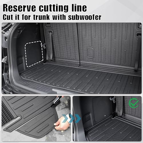Image of Cargo Mat with Backrest Mat for 2020-2024 2025 2026 Toyota Highlander Car Mat Accessories(Both Hybrid and Gas), TPE All Weather Cargo Liner with SeatBack Cover(Highlander-2 in 1 Trunk Mat)
