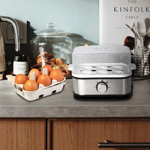 Cuiseurs à Œuf Électrique en INOX - Puissance 210W – Autocuiseur pour Œuf à la Coque, Mollets ou Durs - 3 Niveaux de Cuisson - 6 Œufs Max - Verre Doseur Plastique - Robuste et Pratique – Image 3