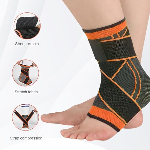 Celiodd 2 Stück Sprunggelenkbandage Fussbandage Sprunggelenk Bandage Fußgelenk Knöchelbandage Sprunggelenk,Schützen Sie Männer-und Frauensportarten,Schützen Sie Bänderverstauchungen(Orange Farbe,L)