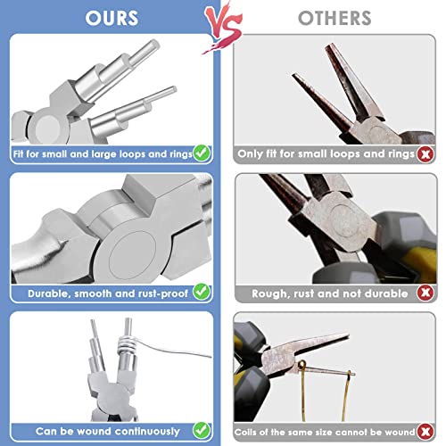 Image of Bail Making Pliers, 6 in 1 Round Nose Pliers for Making Jump Rings, Wire Wrapping, Jewelry Making, Loop Making, Forming Bends