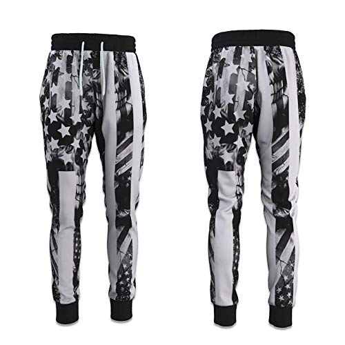 Rivarche Mens Sweatpants with Pockets American Skull Flag Athletic Pants Traning Track Pants Joggers for Men Yoga, Running, Workout, L