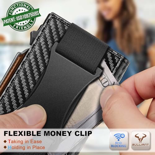 Image of BULLIANT Men Slim Leather Wallet Metal Case Money Clip-Magnetic Closure