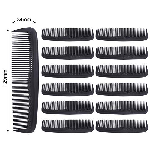 Acehome 12 PCS Hair Combs Set, Colorful Plastic Pocket Combs Pearlescent Effect Fine Dressing Styling Combs Fine and Wide Tooth Cutting Combs for Women and Men, Salon and Hotel Hair Care Tool-Black - Image 3