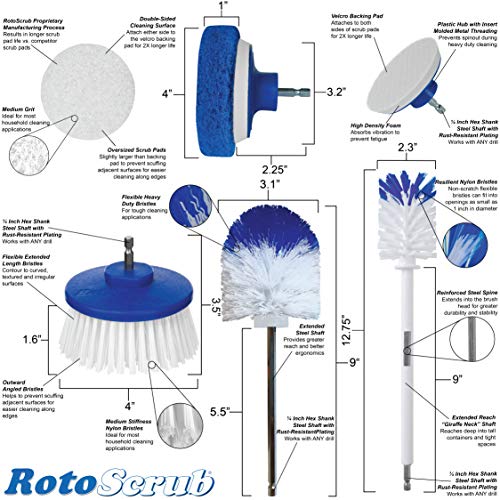 RotoScrub 10-Pc All-in-One Home Cleaning Drill Accessory Combo Kit