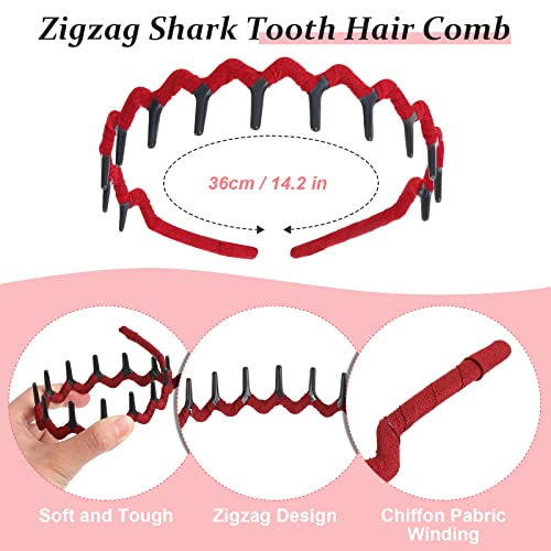 Syhood 6 Pieces Zigzag Shark Tooth Hair Comb Headbands Wrapped Cloth Hard Hairbands Wave Shape Plastic Hair Band Hair Accessory For Women thumb #2