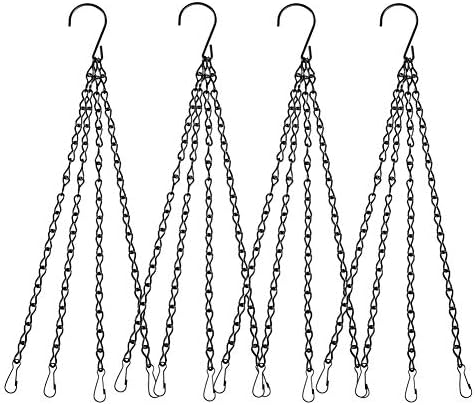 EMPHY 4Pack - 24 Inch 4 Leads Hanging Chain with Hooks Flower Pot Chain Replacement Plant Hangers for Bird Feeders, Planters and Lanterns (Black)