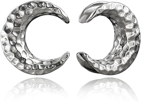1 Pair Classic Moon Saddle for Stretched Ears Hypoallergenic 316 Stainless Steel Ear cuff Tunels plugs 00G 8mm-25mm0G-1 Body Piercing Jewelry