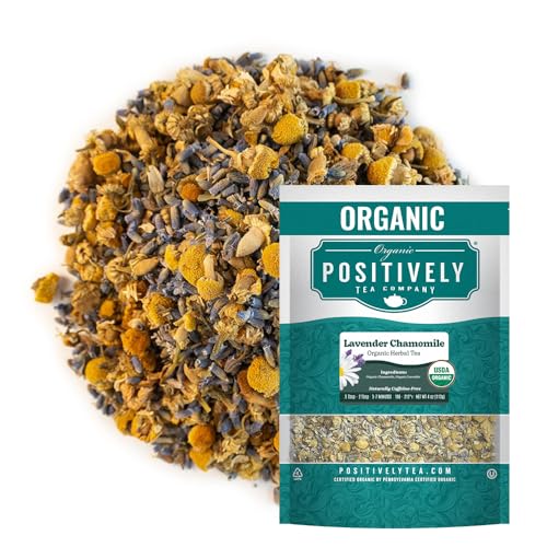 Image of Organic Positively Tea Company, Lavender Chamomile, Herbal Tea, Loose Leaf, 4 Ounce