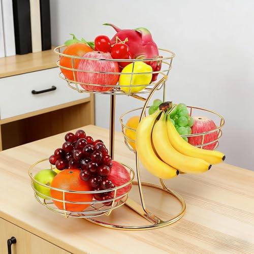 Organizador de frutas para encimera y despensa de metal con 3 niveles 4
