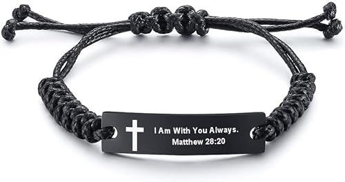 MEALGUET - Pulsera unisex con versículos de la Biblia y las Escrituras, para fe cristiana, cordón ajustable, de acero inoxidable, para motivar a