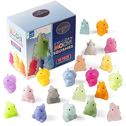 Karids 20 Pack Multicolor Mochi Unicorn Squishies - Individually Wrapped for Party Bag Fillers