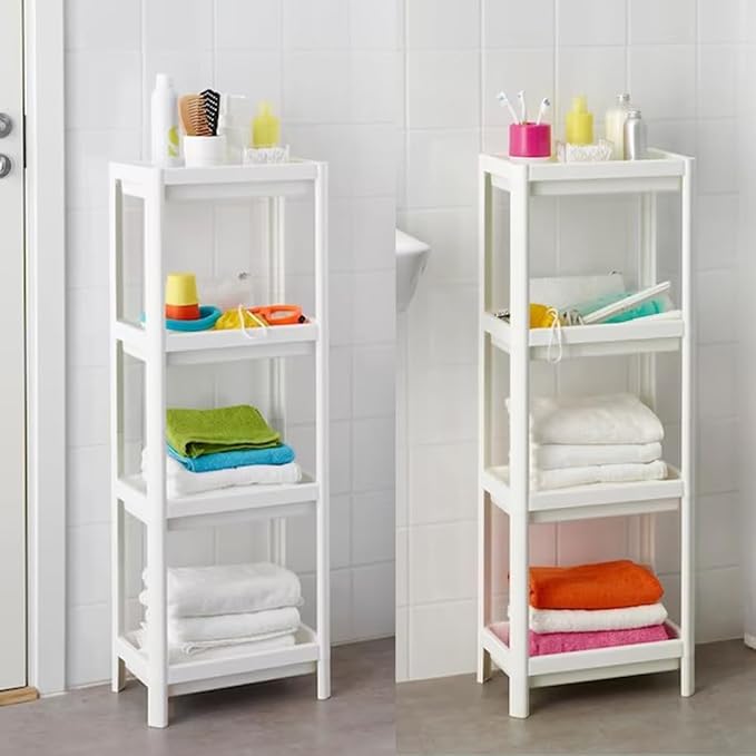 Estantería de baño de 4 niveles blanca miniatura 2