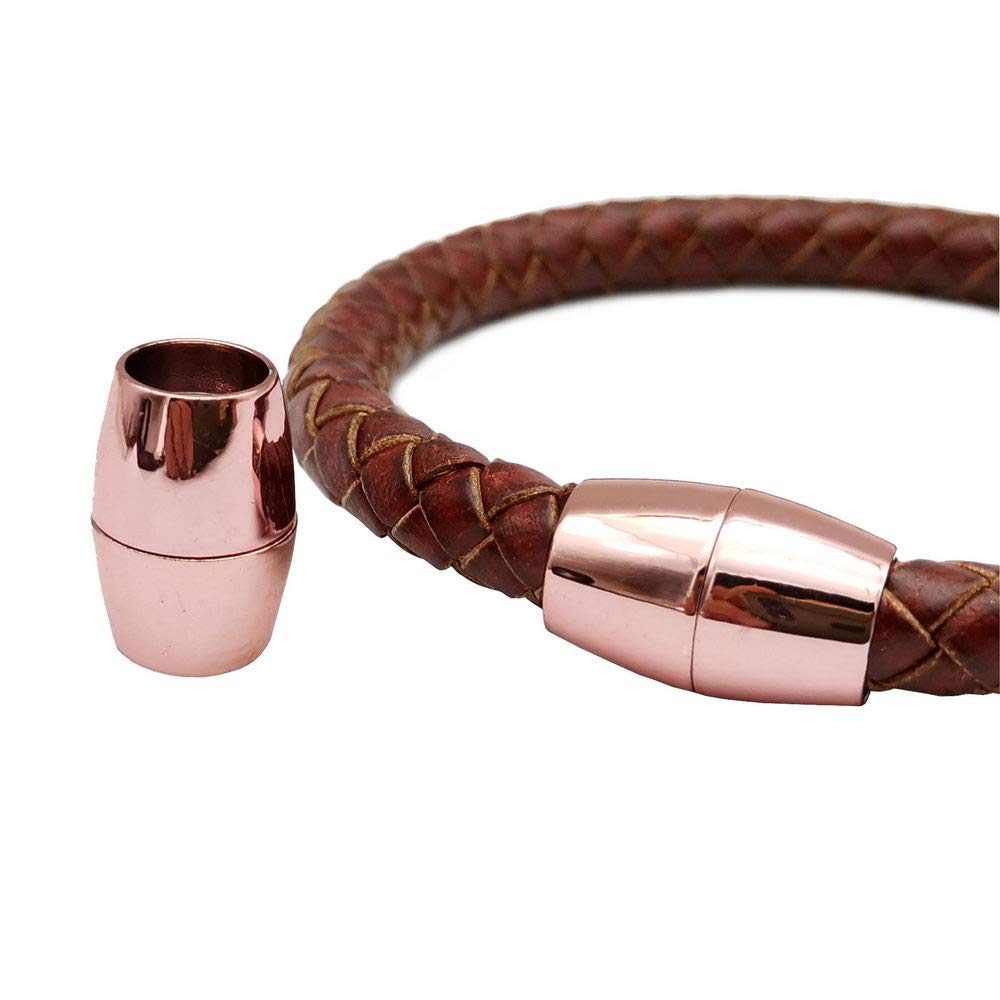 10 Pieces Magnetic Clasps and Closure for Bracelet Making 8mm Round Hole Rose Gold