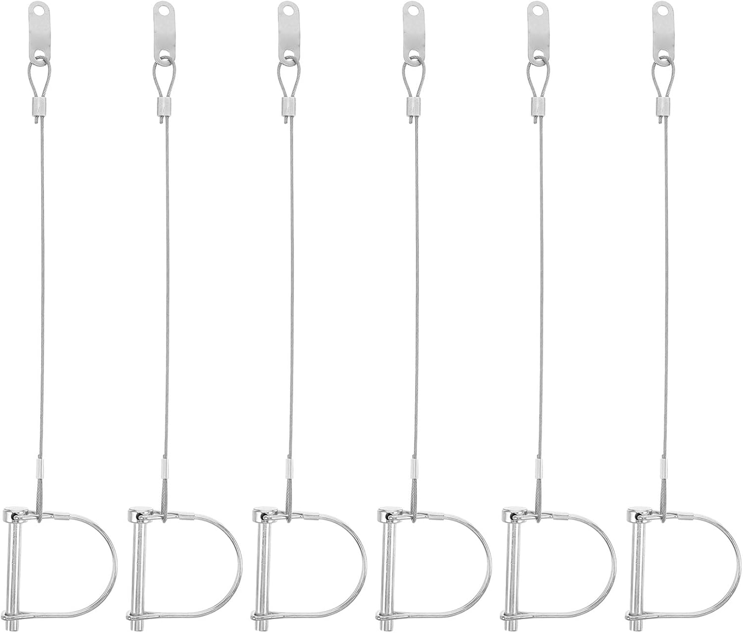 TEHAUX 6pcs Towing Coupler Locking Pin with Steel Security Lanyard Cable