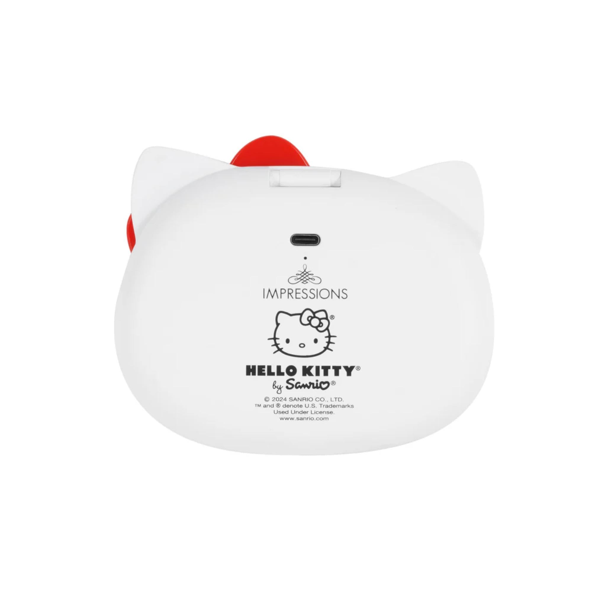 Impressions Vanity Hello Kitty - Espejo compacto LED para bolso, espejo de maquillaje iluminado de viaje con aumento 3X, brillo ajustable, botón de sensor suave al tacto y diseño de Hello Kitty en