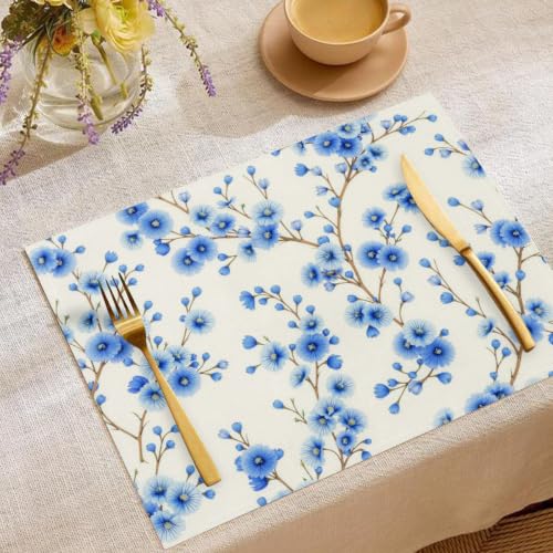 Sets de table aquarelle fleurs lin lavables et napperon rectangulaire de cuisine